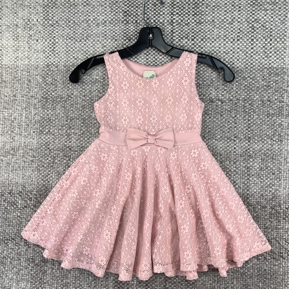 Lily Bleu Lace Dress Kids 4T Pink Sleeveless Bow Waist Fit & Flare Special Event